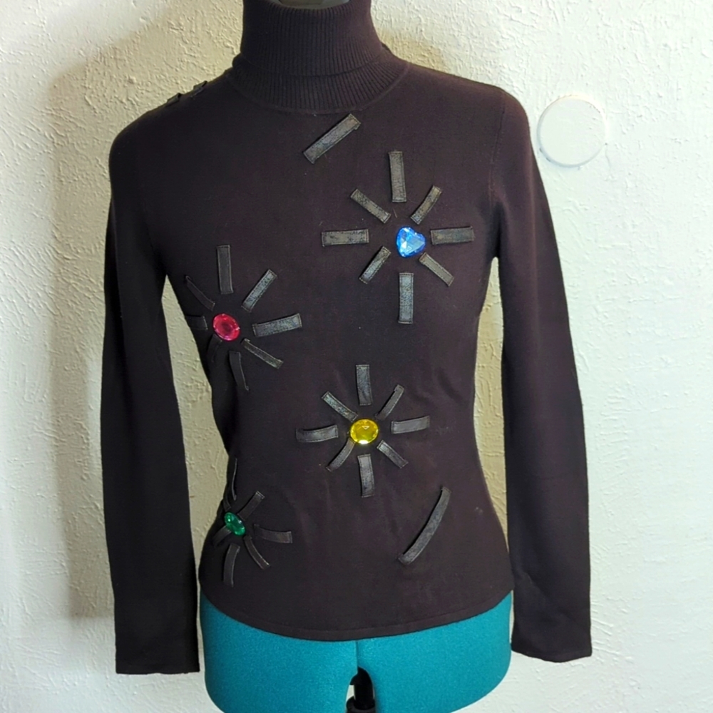 Yudashkin Size Medium Women's Brown Sweater Jewels
